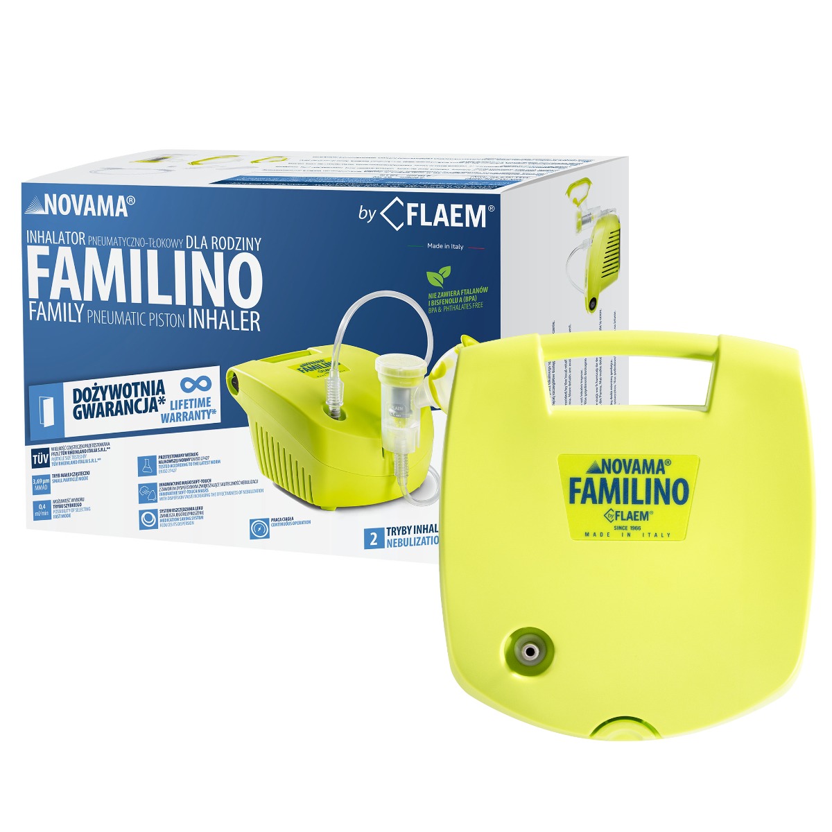 NOVAMA FAMILINO BY FLAEM Piestový inhalátor s doživotnou zárukou pre celú rodinu