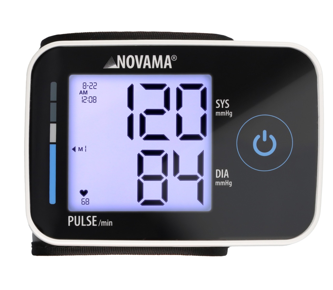 NOVAMA WRISTPRIME BLACK Ciśnieniomierz nadgarstkowy, wykrywanie arytmii, protokół ESH