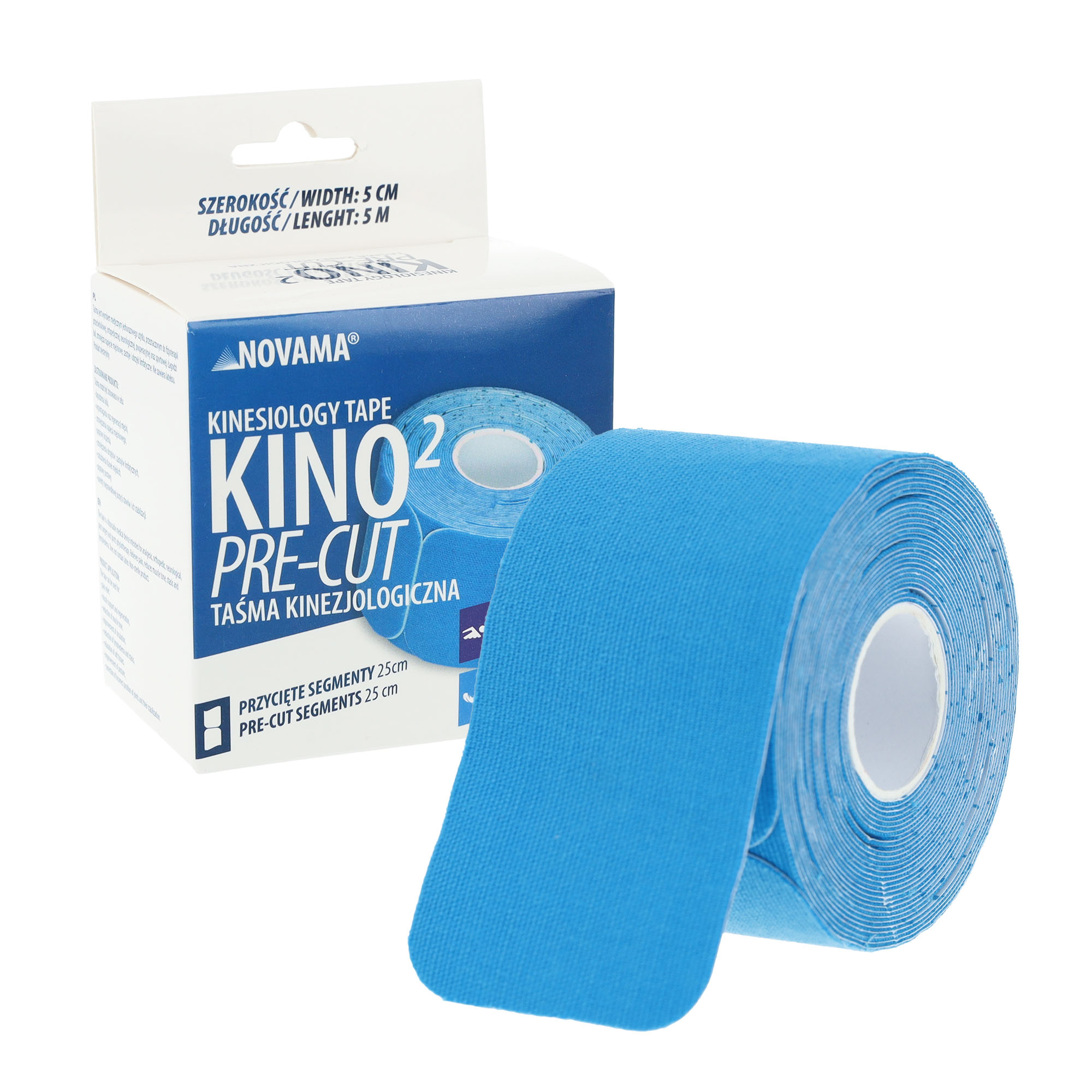 NOVAMA KINO2 PRE-CUT 5CM X 5M / NIEBIESKA Taśma kinezjologiczna wstępnie przycięta