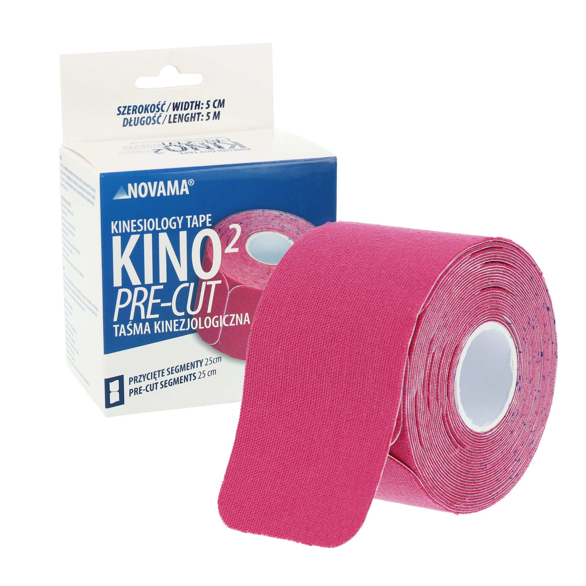 NOVAMA KINO2 PRE-CUT 5CM X 5M / RÓŻOWA Taśma kinezjologiczna wstępnie przycięta