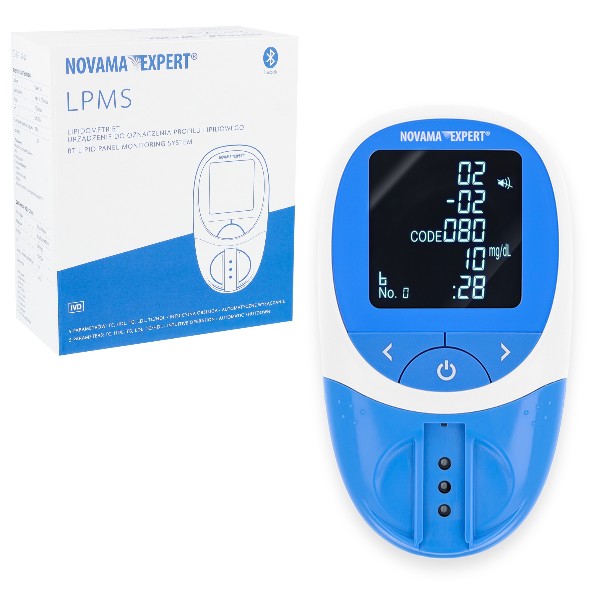 NOVAMA EXPERT LPMS Lipidometr do oznaczania profilu lipidowego TC, HDL, LDL, TG, etui