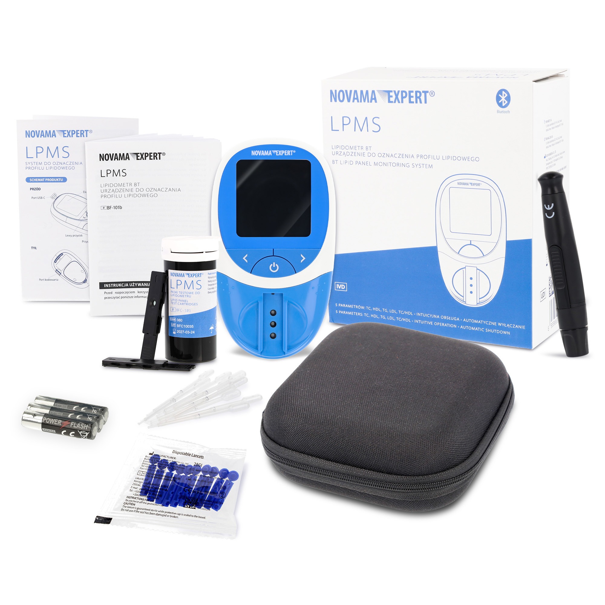 NOVAMA EXPERT LPMS Lipidometr do oznaczania profilu lipidowego TC, HDL, LDL, TG, etui - obrazek 6