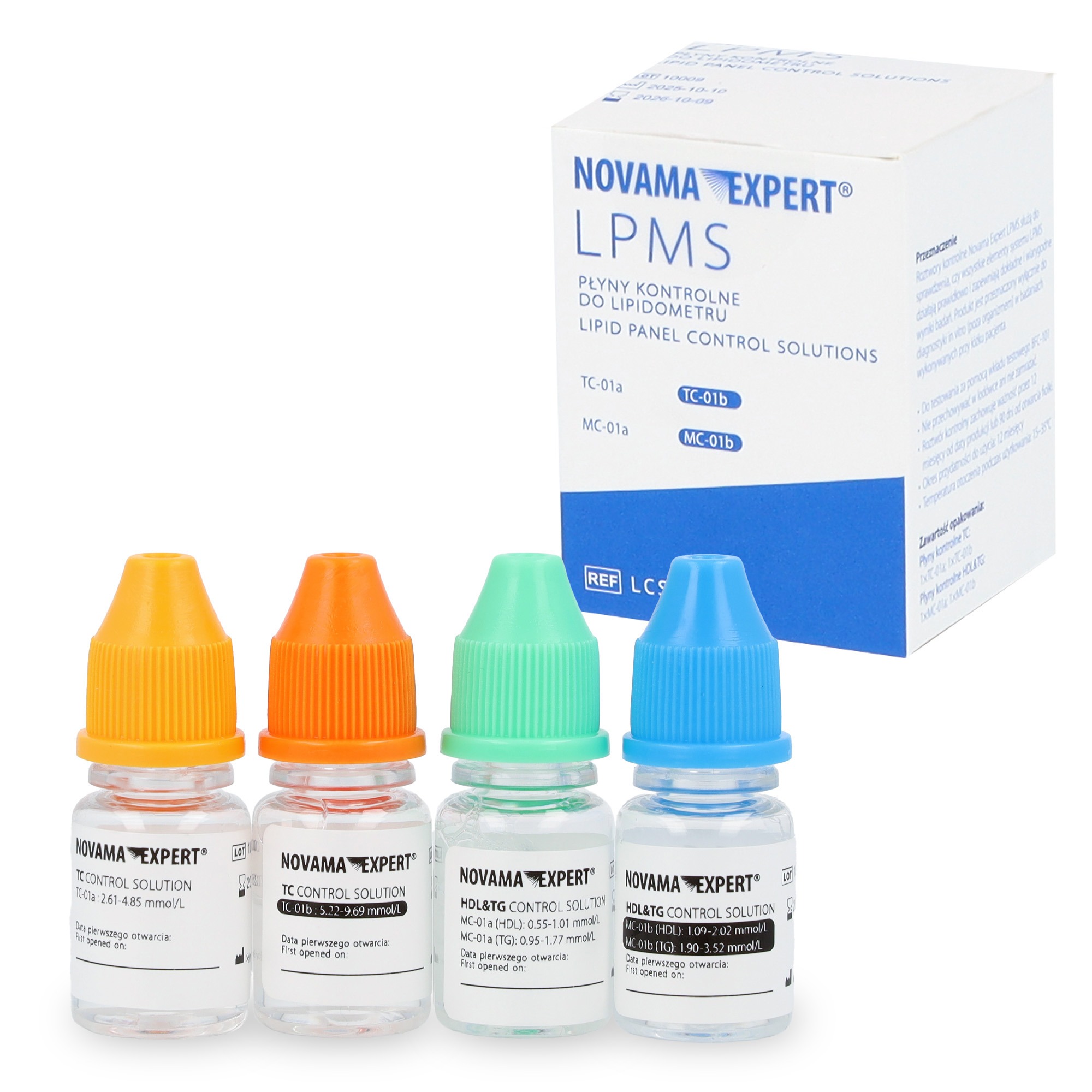 NOVAMA EXPERT LPMS 4 płyny kontrolne do lipidometru, cholesterol, trójglicerydy