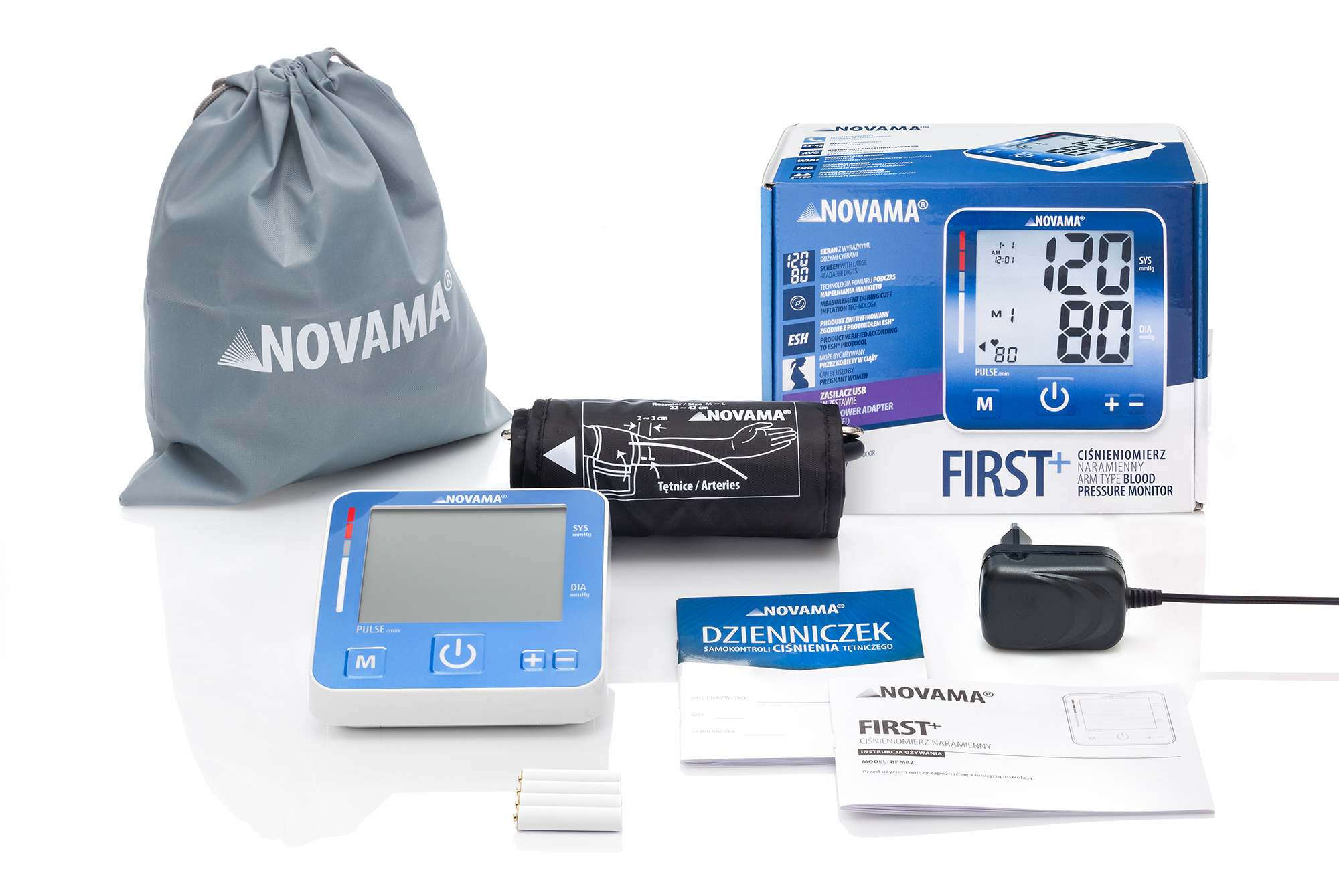 NOVAMA FIRST+ Ciśnieniomierz naramienny z zasilaczem, ekran XXL i pamięcią - obrazek 4