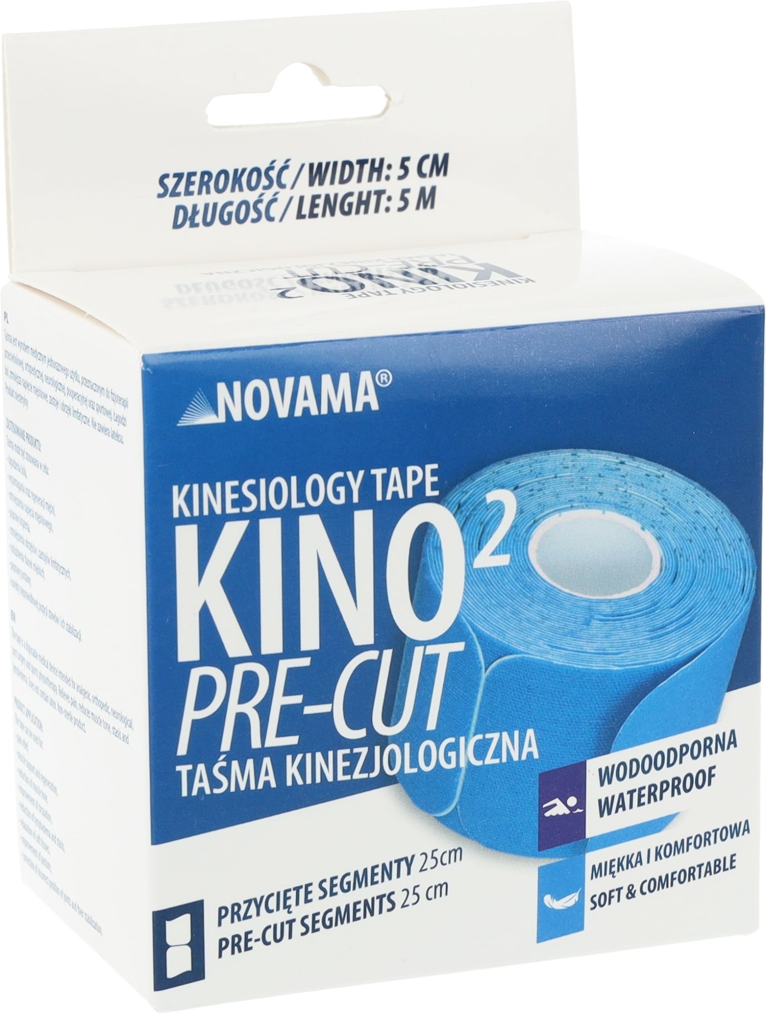 NOVAMA KINO2 PRE-CUT 5CM X 5M / NIEBIESKA Taśma kinezjologiczna wstępnie przycięta - obrazek 6