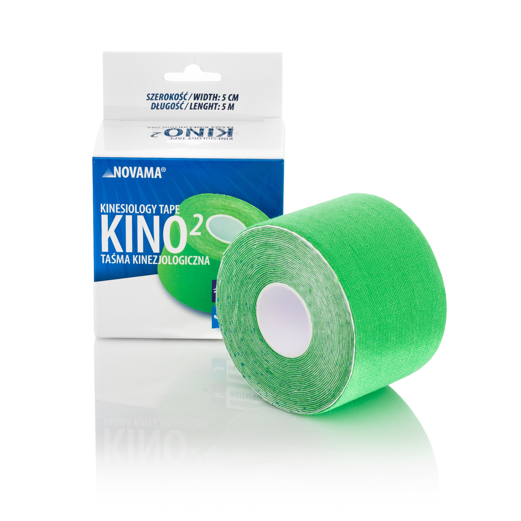 NOVAMA KINO2 ZIELONA Taśma kinezjologiczna 5m x 5cm miękka i wodoodporna