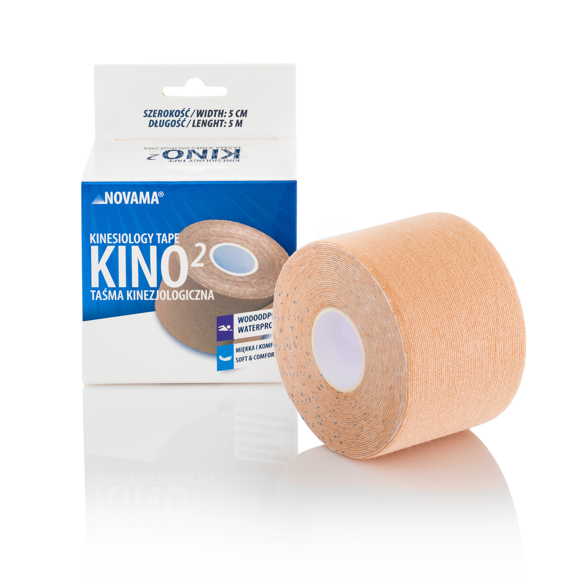 NOVAMA KINO2 CIELISTA Taśma kinezjologiczna 5m x 5cm miękka i wodoodporna