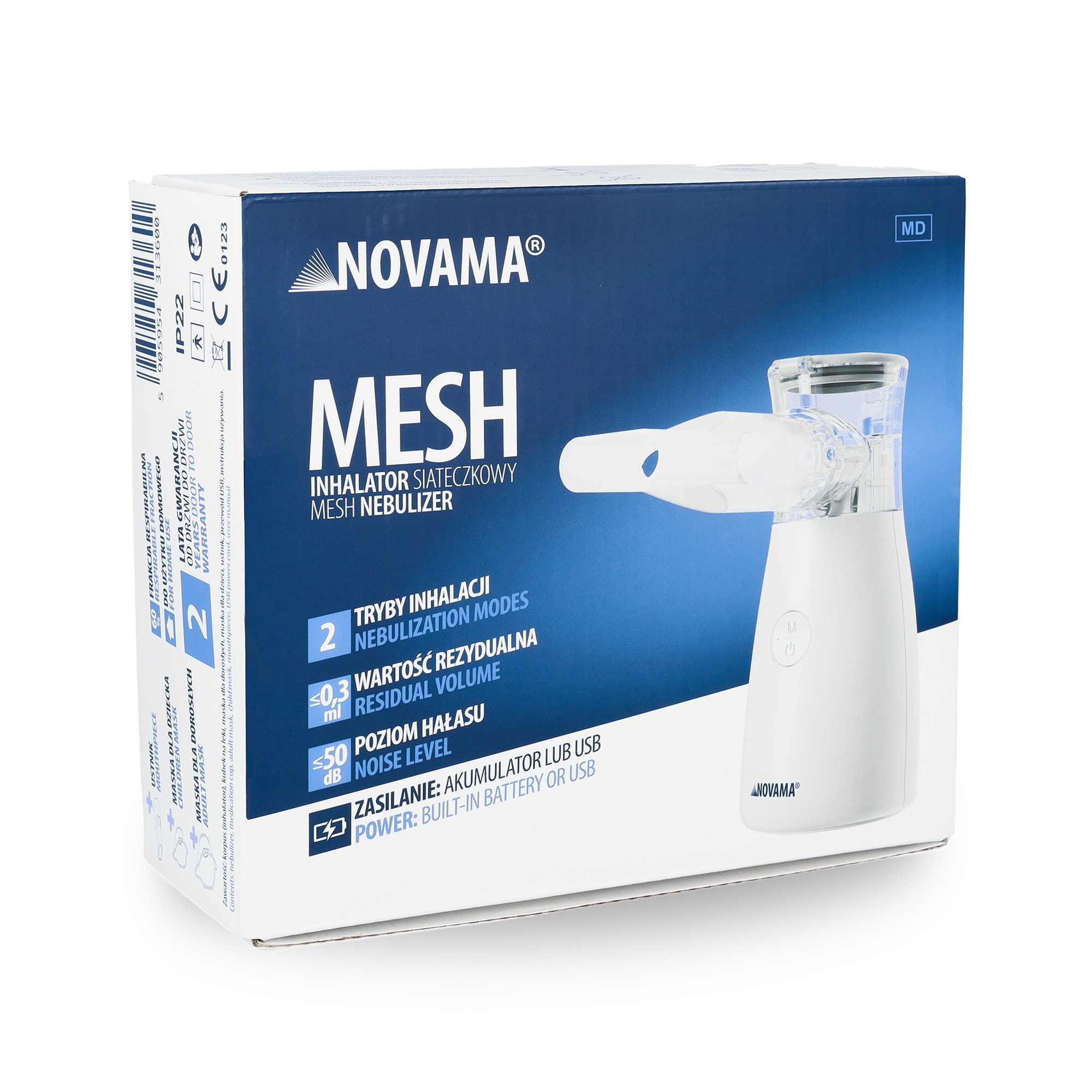 NOVAMA Mesh Inhalator siateczkowy, cichy i kompaktowy, dwa tryby inhalacji - obrazek 3