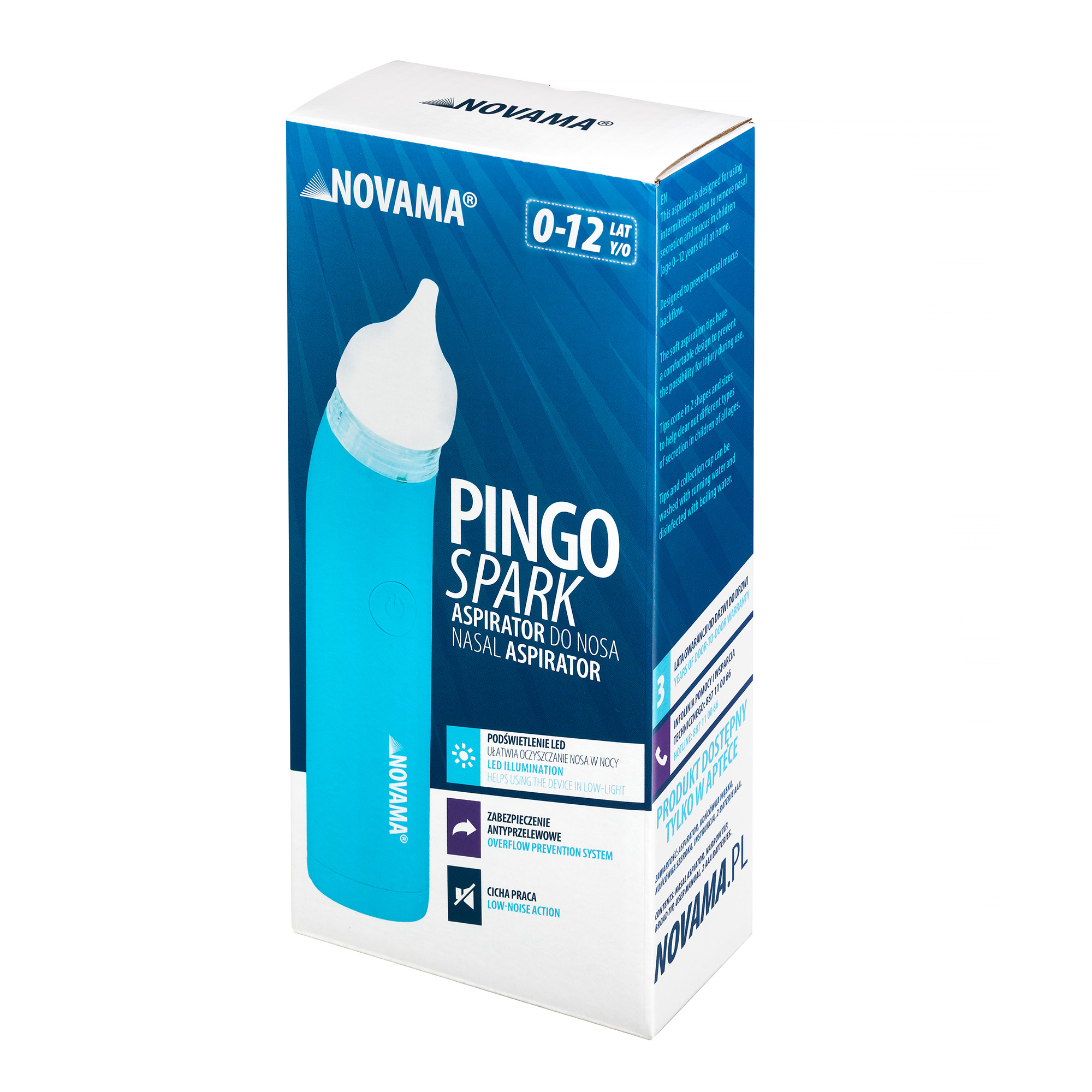 NOVAMA PINGO SPARK BLUE Aspirator do nosa z podświetleniem, cichy i lekki - obrazek 5