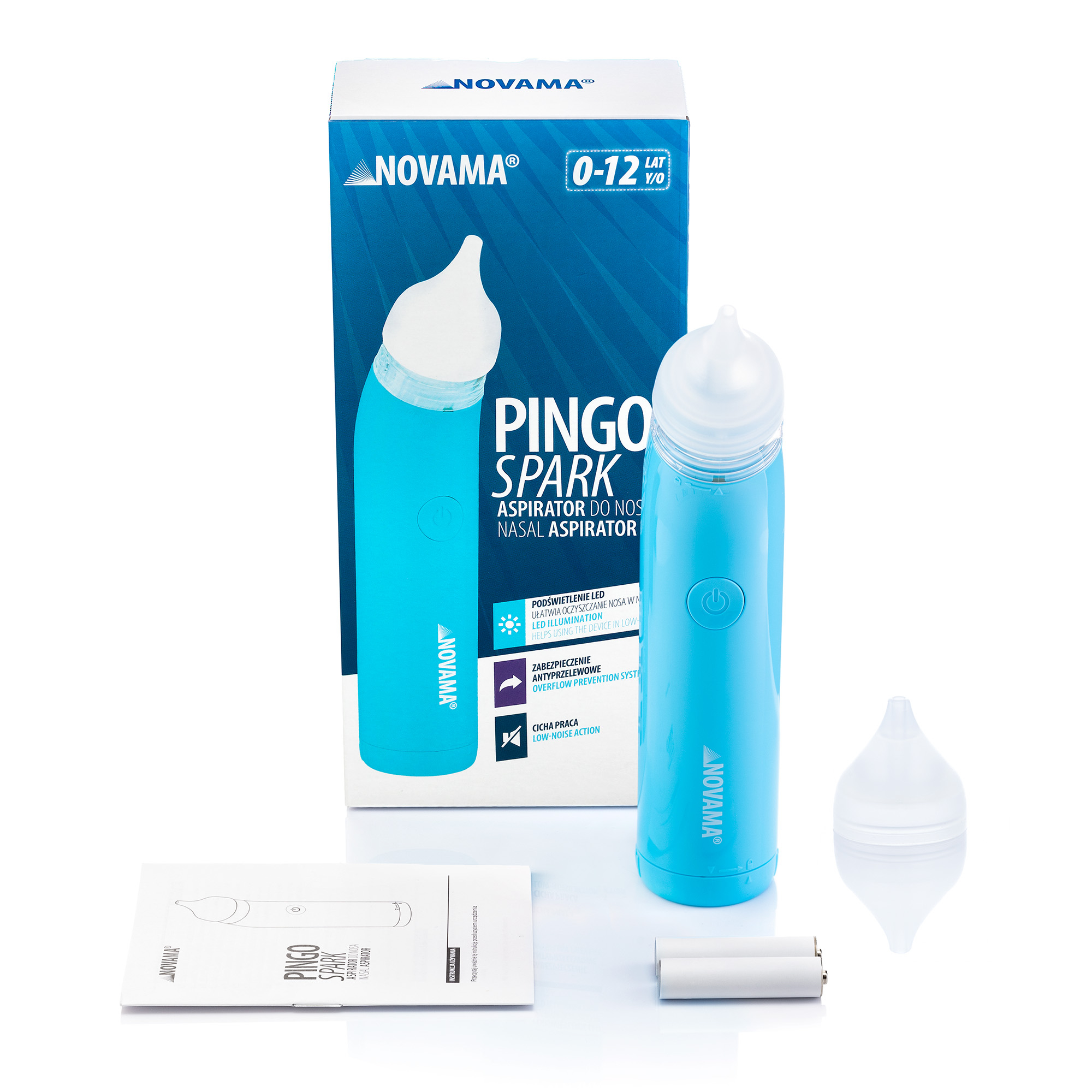 NOVAMA PINGO SPARK BLUE Aspirator do nosa z podświetleniem, cichy i lekki - obrazek 2