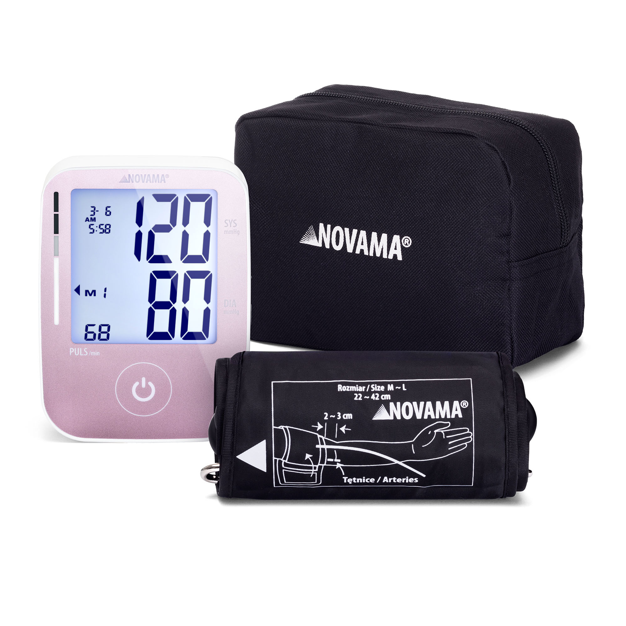 NOVAMA PRIME+ PINK Z ZASILACZEM Ciśnieniomierz naramienny z zasilaczem, dokładność ESH - obrazek 5
