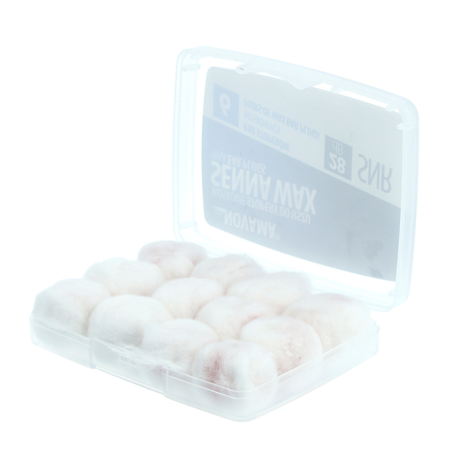 NOVAMA SENNA WAX Woskowe zatyczki do uszu, stopery do uszu, 6 par, praktyczne etui - obrazek 2