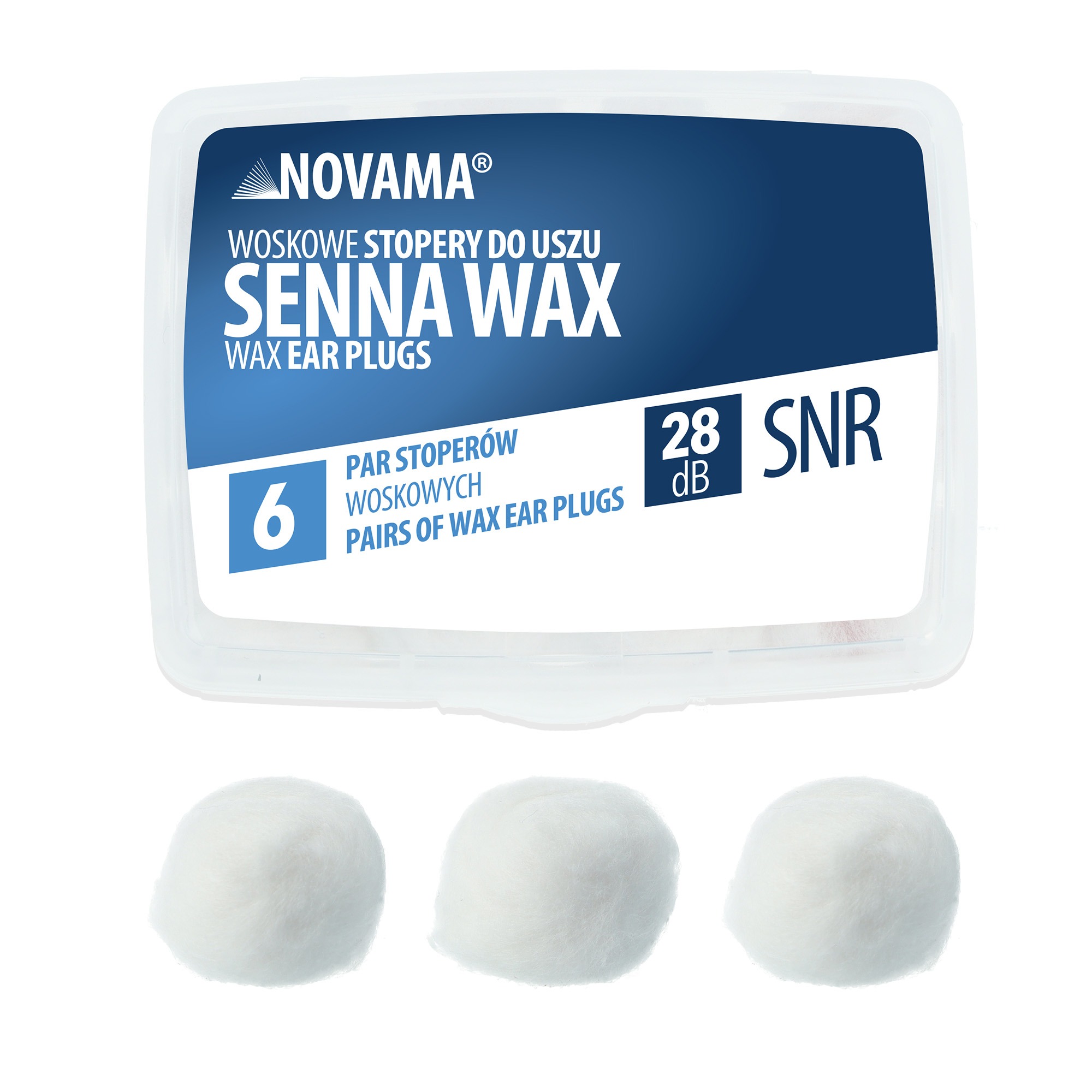 NOVAMA SENNA WAX Woskowe zatyczki do uszu, stopery do uszu, 6 par, praktyczne etui - obrazek 4
