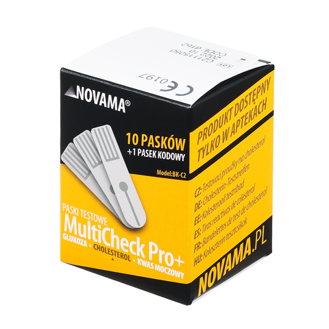 NOVAMA MULTICHECK PRO+ Paski cholesterol 10 sztuk, precyzyjne pomiary domowe