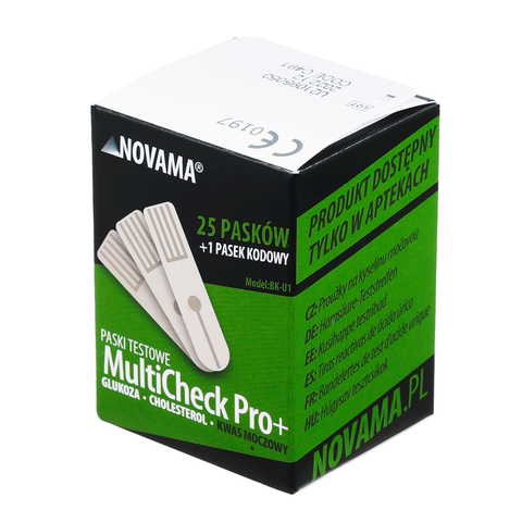 NOVAMA MULTICHECK PRO+ Paski do badania kwasu moczowego, 25 szt.