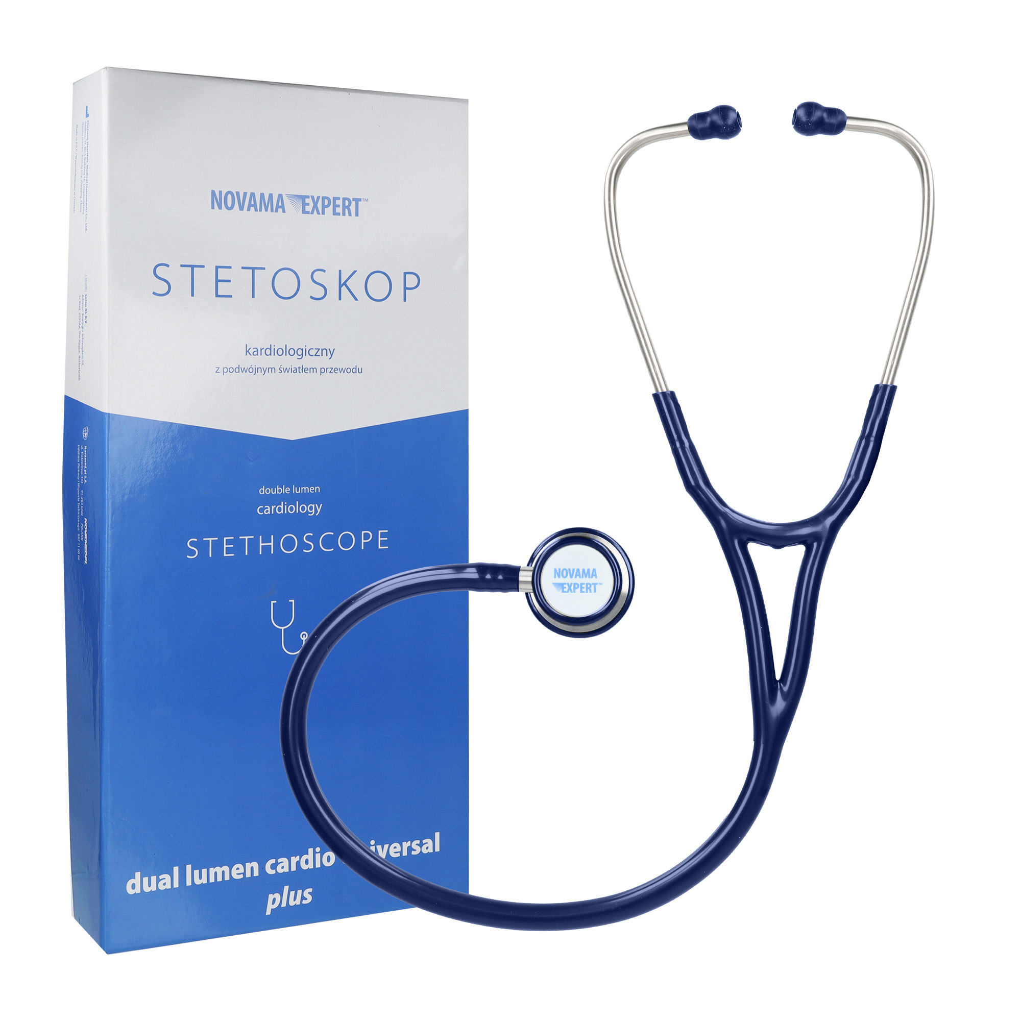 NOVAMA EXPERT TMAVOMODRÝ Stetoskop kardiologiczny, głowica stalowa, podwójne światło
